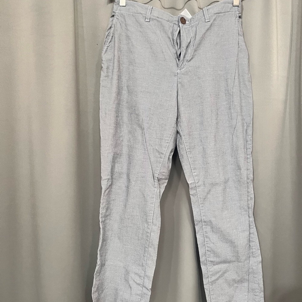 H&M Light Gray Straight-Leg Seersucker Pant